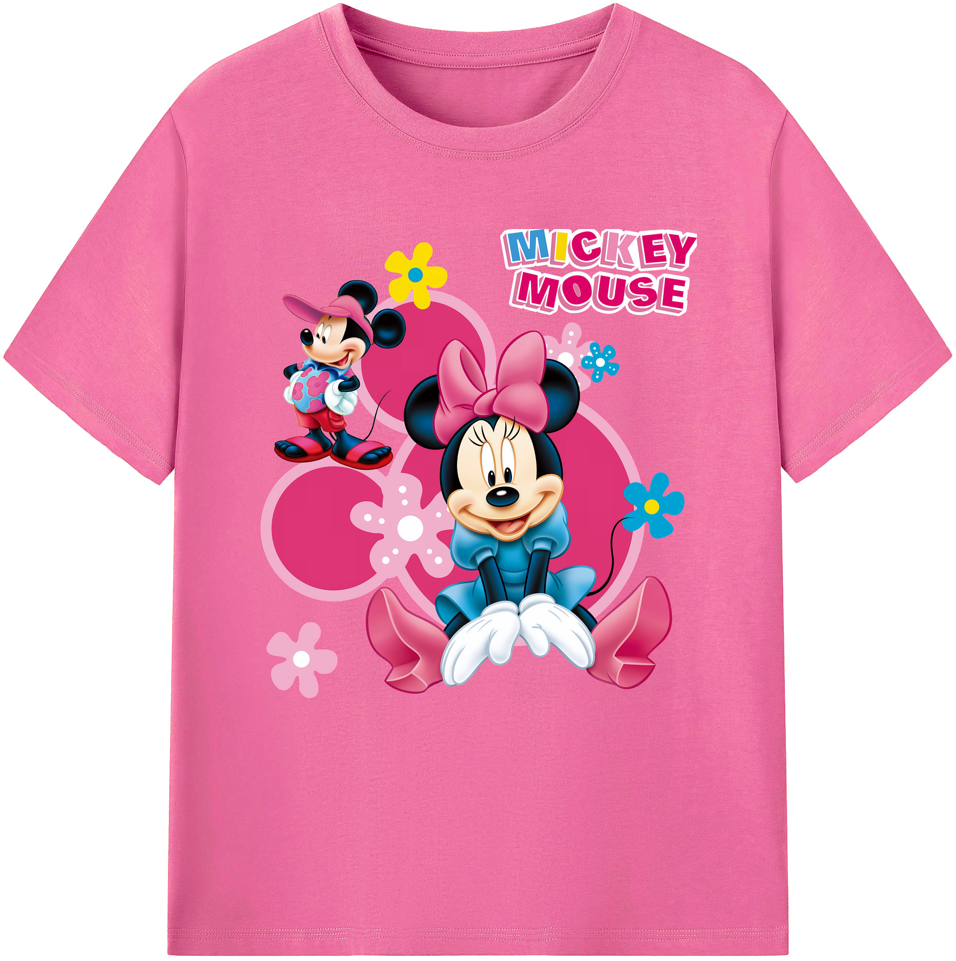 （画像用） ミッキーマウス Mickey Mouse レディースカジュアルプリントTシャツ（綿100％）